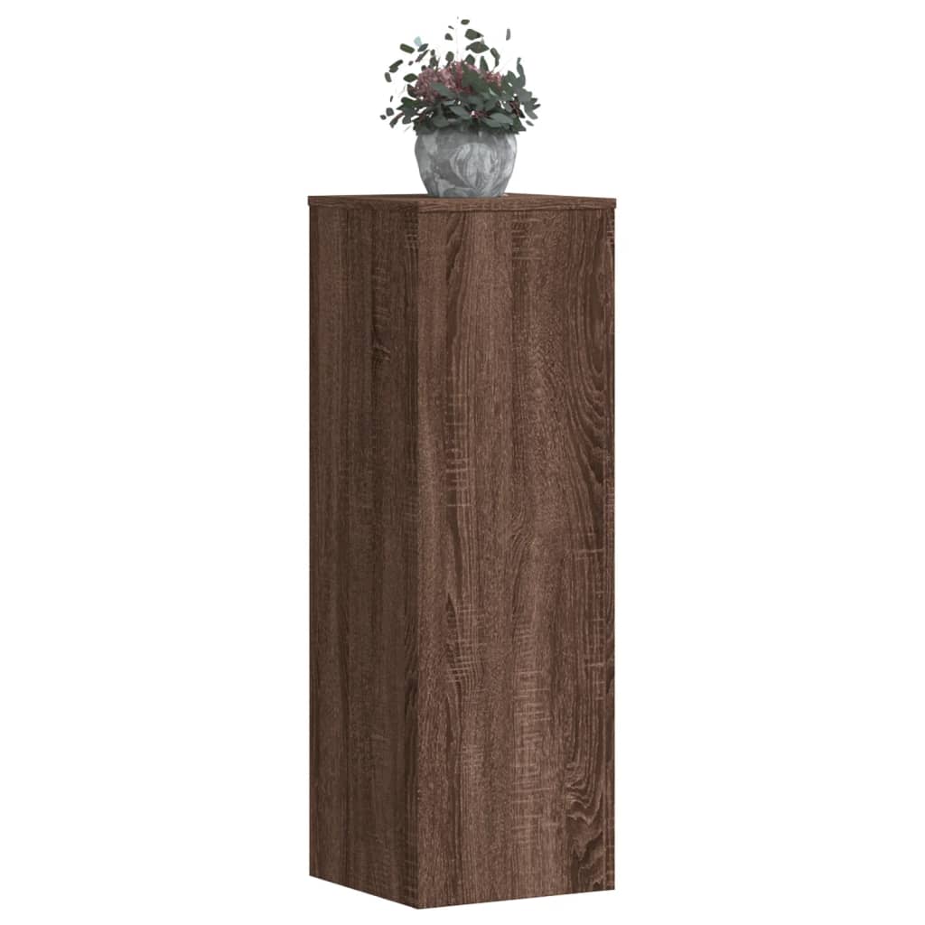 vidaXL Plantenstandaard 33x33x100 cm bewerkt hout bruin eikenkleurig afbeelding