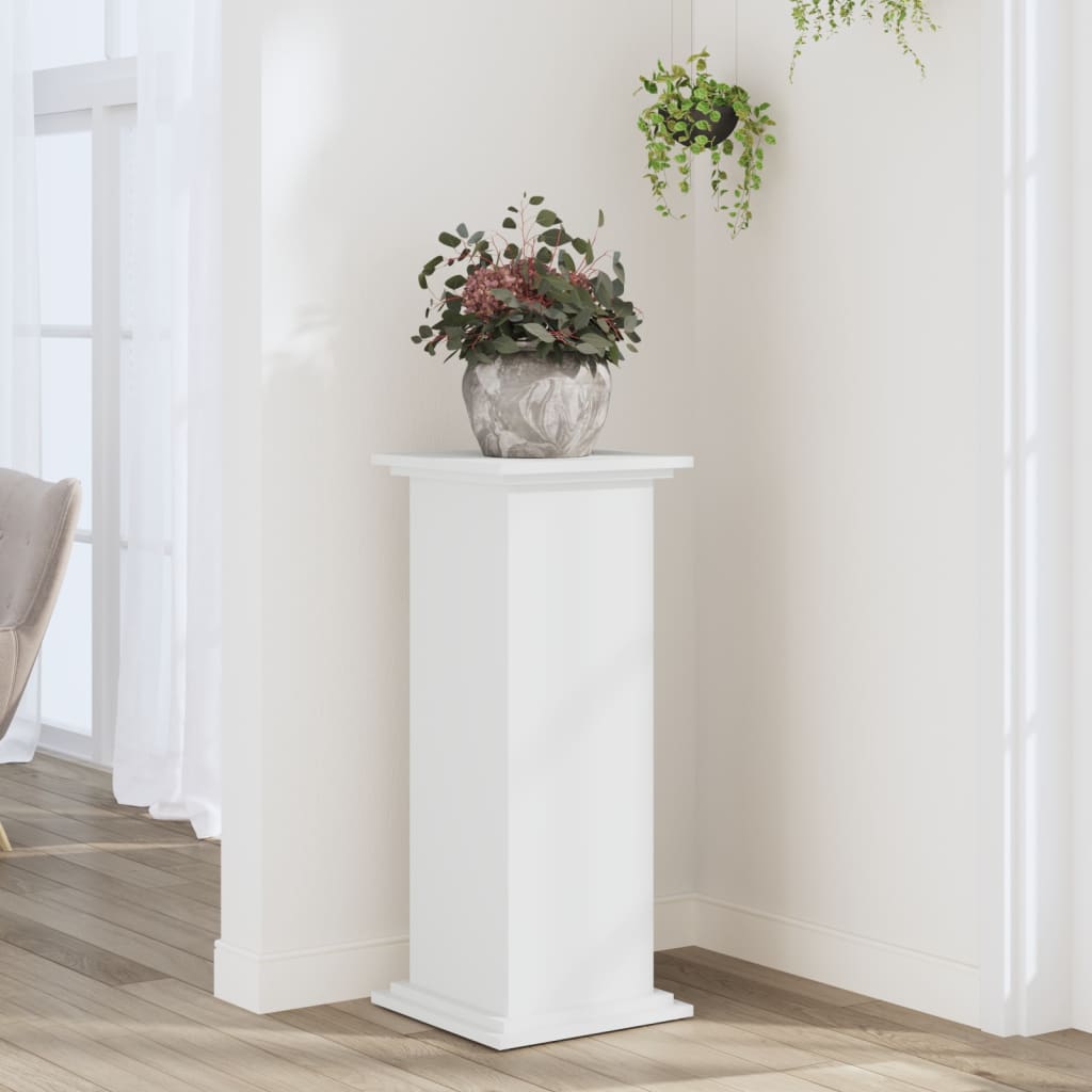 vidaXL Suport de plante, alb, 33x33x80 cm, lemn prelucrat