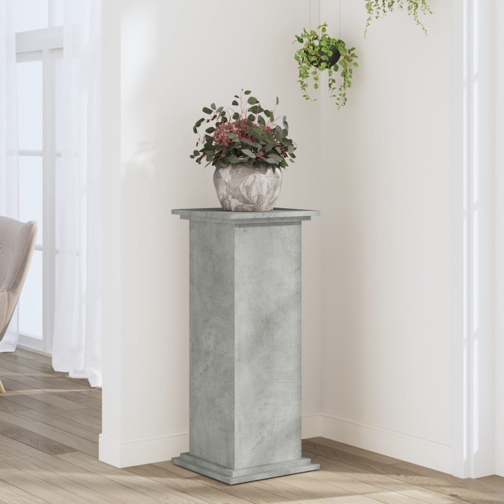 vidaXL Suport de plante, gri beton, 33x33x80 cm, lemn prelucrat
