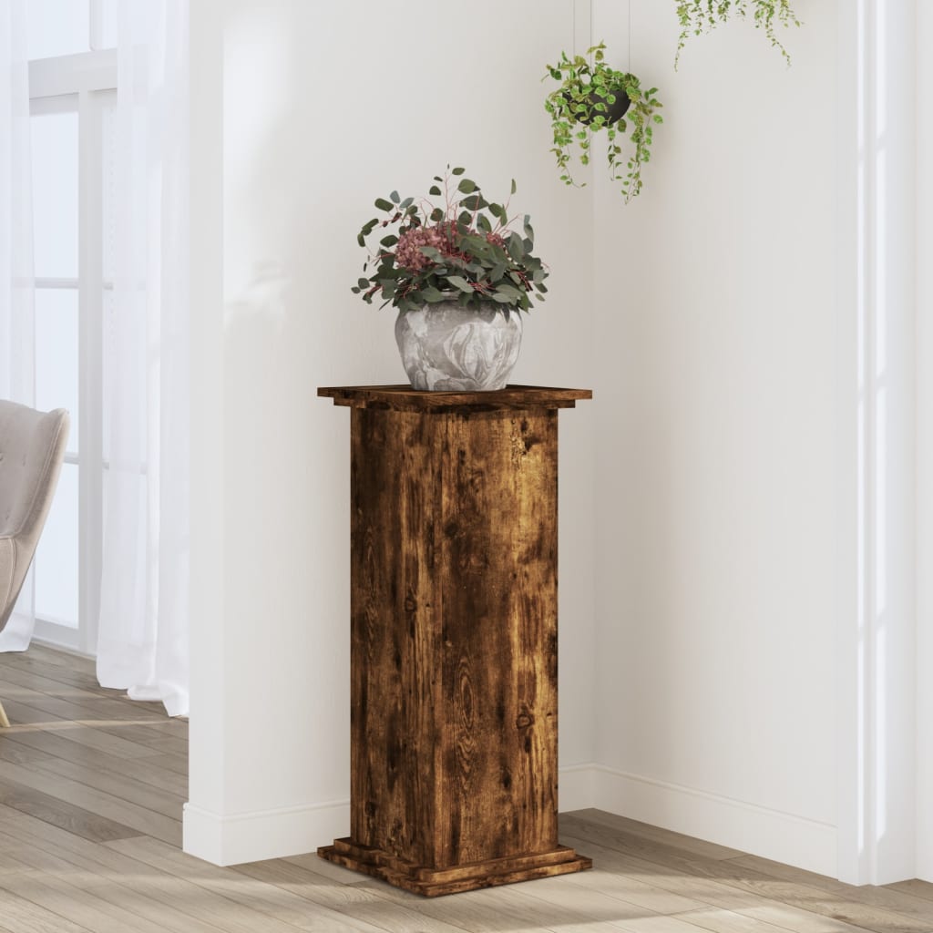 vidaXL Suport de plante, stejar fumuriu, 33x33x80 cm, lemn prelucrat
