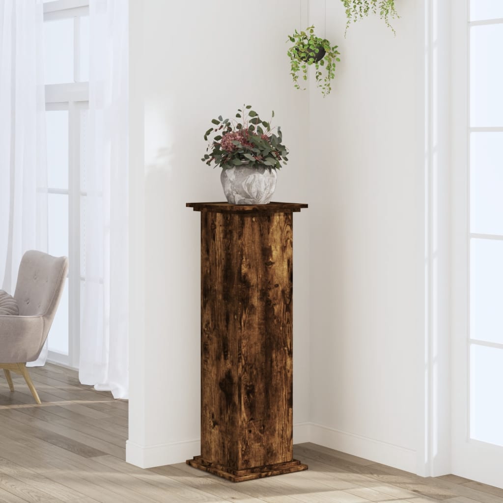 vidaXL Suport de plante, stejar fumuriu, 33x33x100 cm, lemn prelucrat