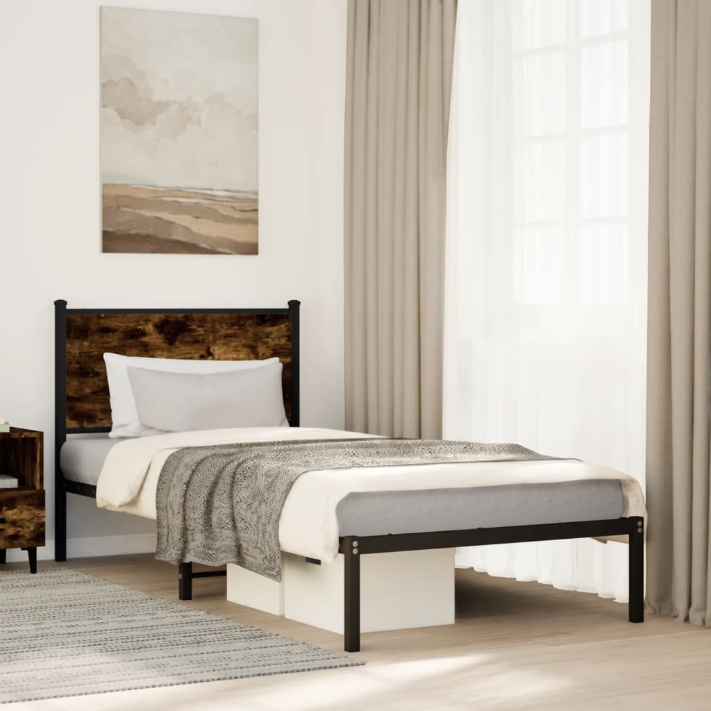 Lovos rėmas be čiužinio, dūminio ąžuolo, 90x200cm, metalas