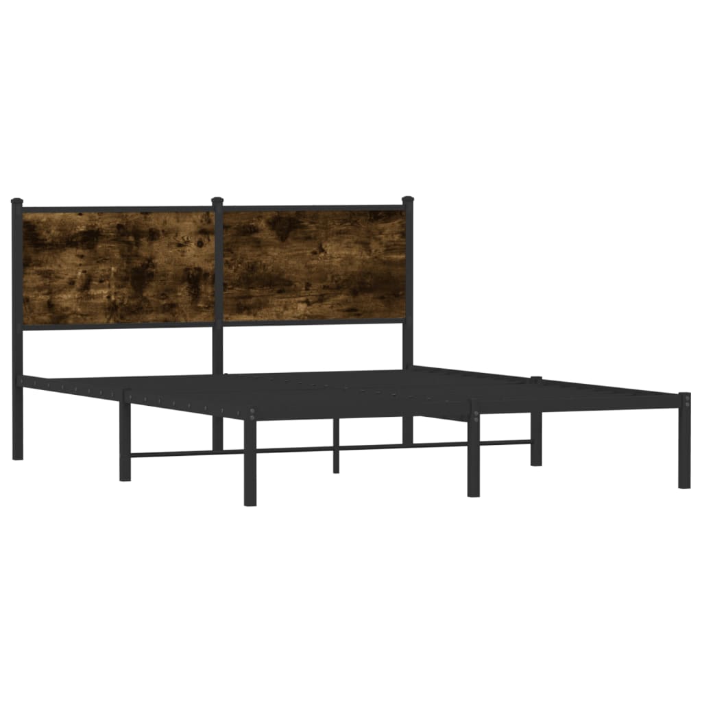 vidaXL Bedframe zonder matras metaal gerookt eikenkleurig 150x200 cm afbeelding