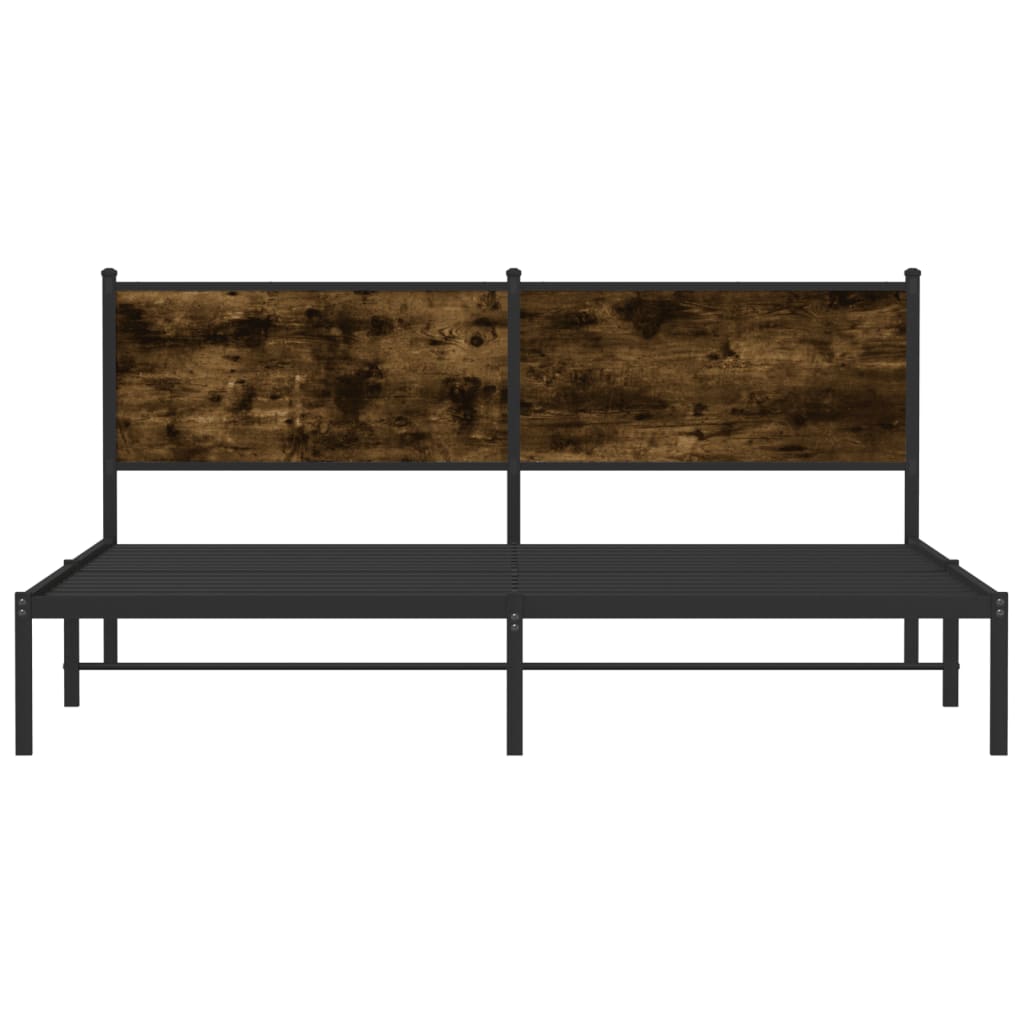 vidaXL Bedframe zonder matras metaal gerookt eikenkleurig 180x200 cm, foto 4