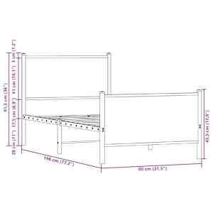 Kovový rám postele bez matrace kouřový dub 75 x 190 cm - obrázek 10