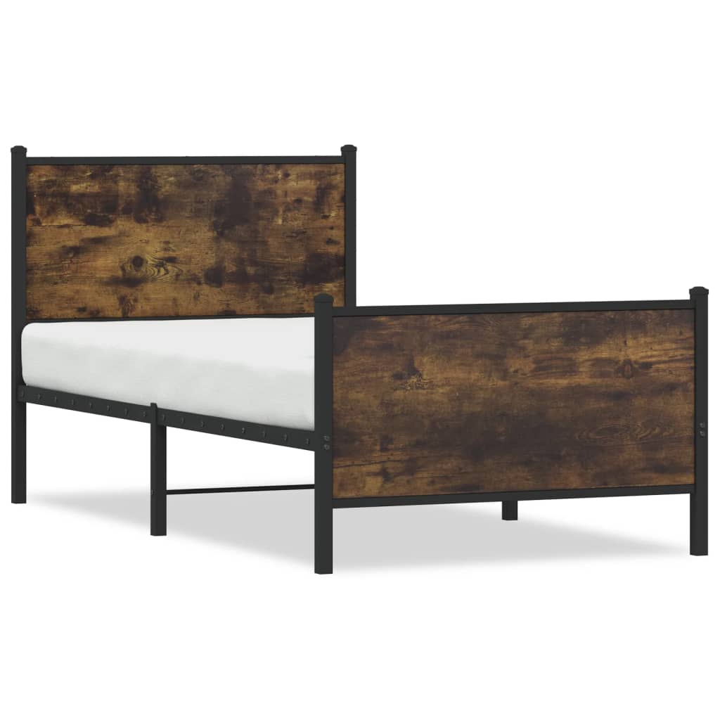 vidaXL Bedframe zonder matras metaal gerookt eikenkleurig 90x190 cm, foto 3
