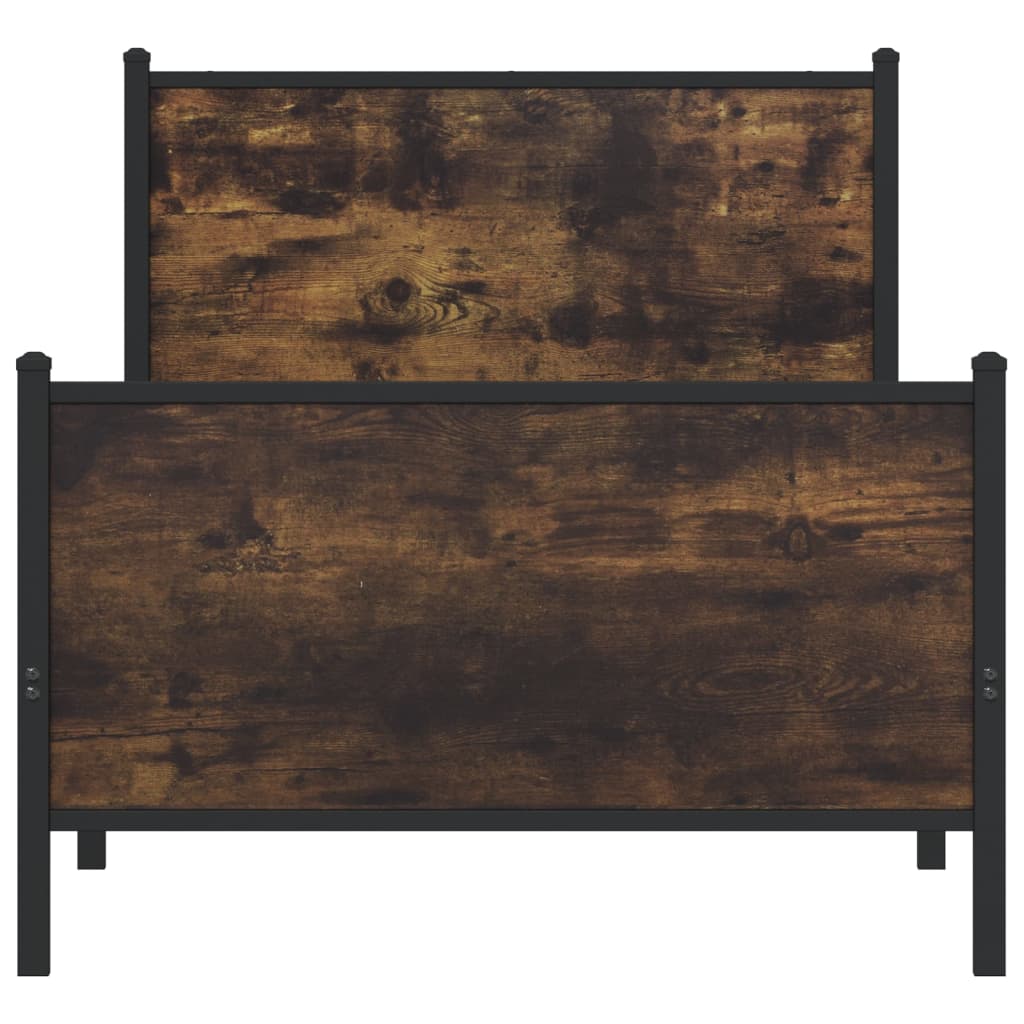 vidaXL Bedframe zonder matras metaal gerookt eikenkleurig 90x190 cm, foto 4
