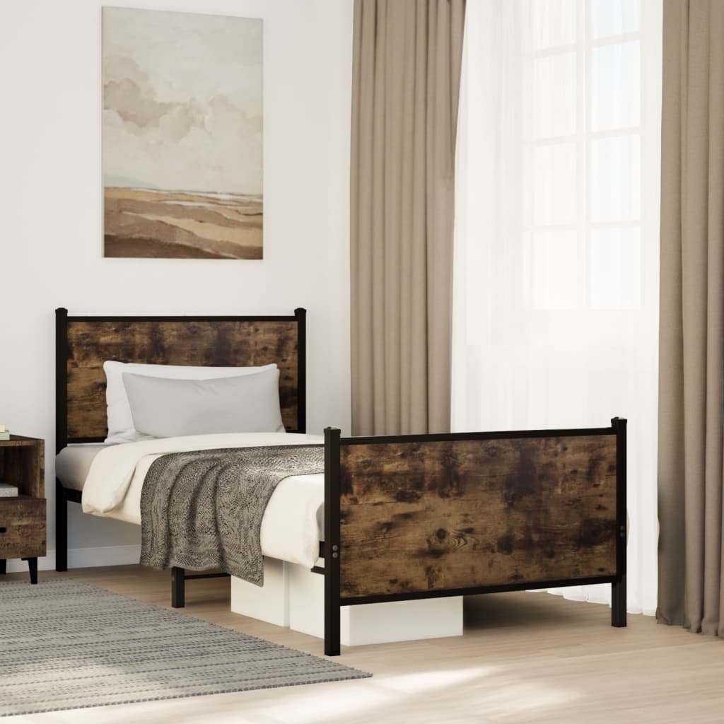 Lovos rėmas be čiužinio, dūminio ąžuolo, 90x200cm, metalas