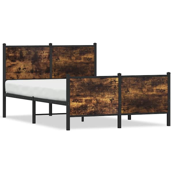 vidaXL metallist voodiraam ilma madratsita suitsutatud tamm 120x200 cm
