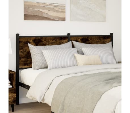 vidaXL Tăblie de pat, stejar fumuriu, 135 cm, lemn prelucrat și oțel