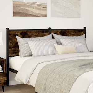 vidaXL Tăblie de pat, stejar fumuriu, 135 cm, lemn prelucrat și oțel