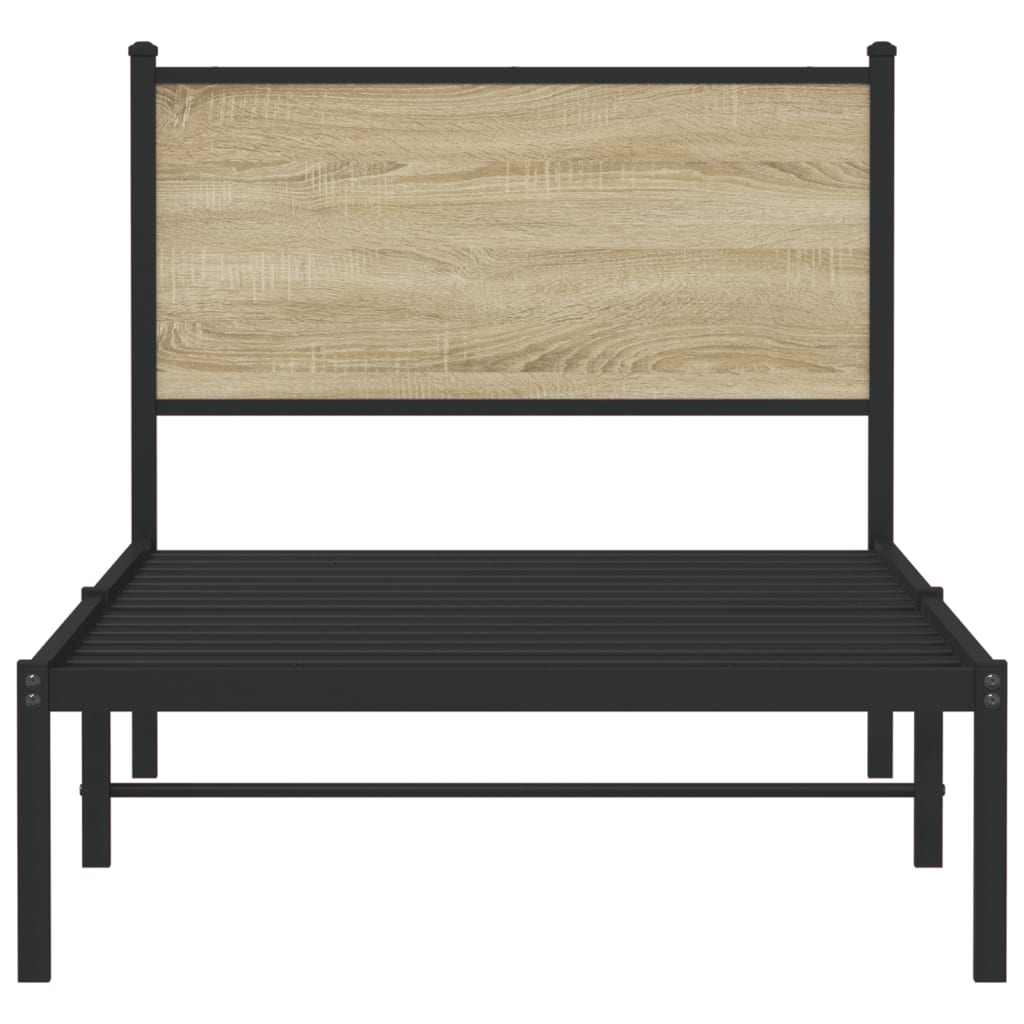 vidaXL Bedframe zonder matras metaal sonoma eikenkleurig 75x190 cm, foto 4