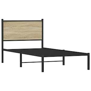Kovový rám postele bez matrace dub sonoma 75 x 190 cm - obrázek 3