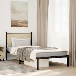Kovový rám postele bez matrace dub sonoma 75 x 190 cm - obrázek 1