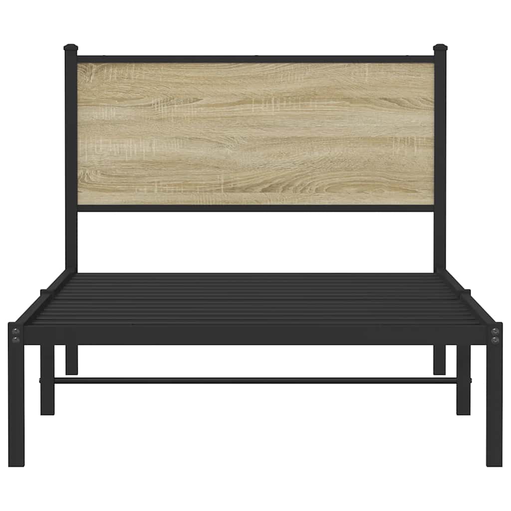 vidaXL Bedframe zonder matras metaal sonoma eikenkleurig 100x190 cm, foto 4