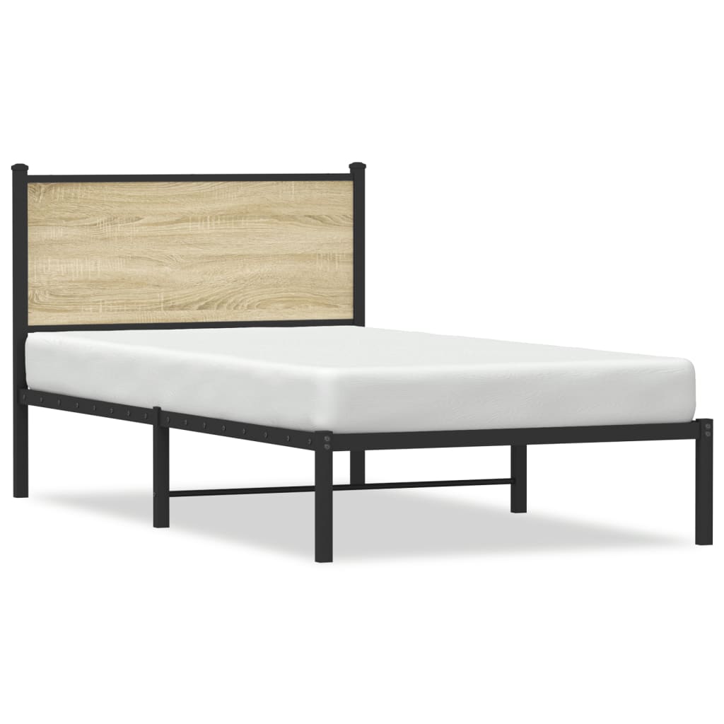 vidaXL Bedframe zonder matras metaal sonoma eikenkleurig 100x200 cm, foto 3