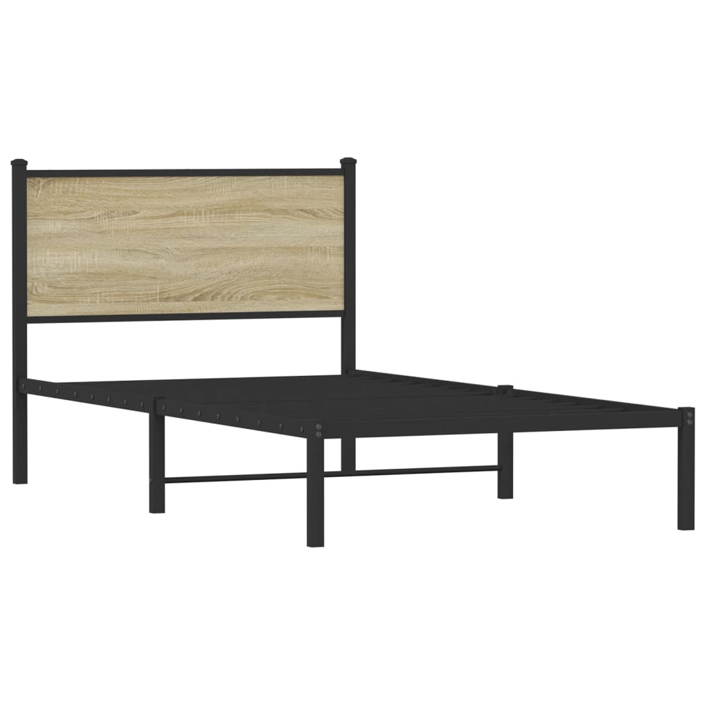 vidaXL Bedframe zonder matras metaal sonoma eikenkleurig 107x203 cm afbeelding