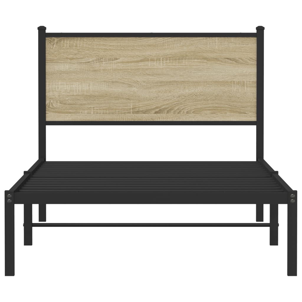 vidaXL Bedframe zonder matras metaal sonoma eikenkleurig 107x203 cm, foto 4
