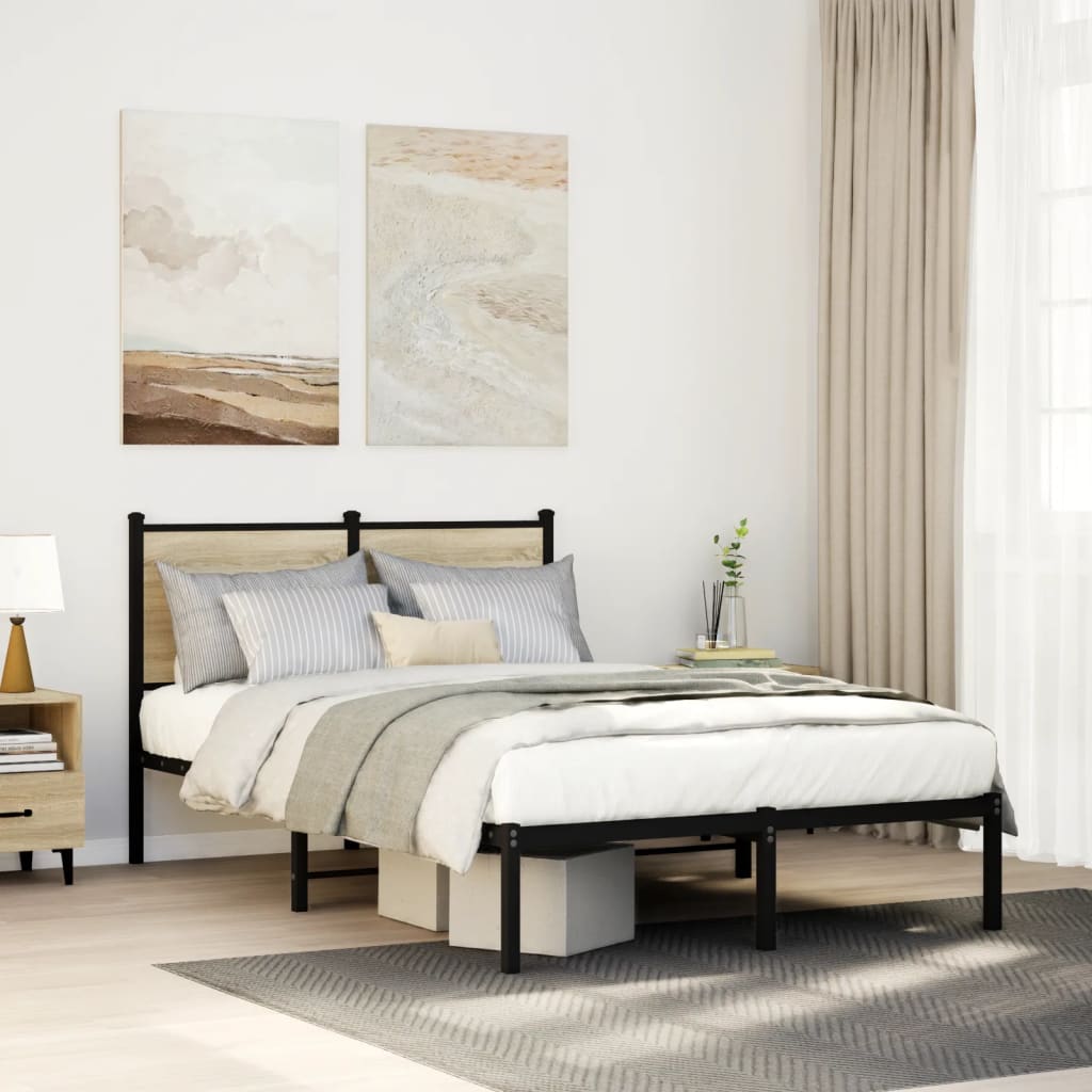 Sengeramme Uden Madras Metal Sonoma-Eg - med hovedgærde / 120 x 200 cm