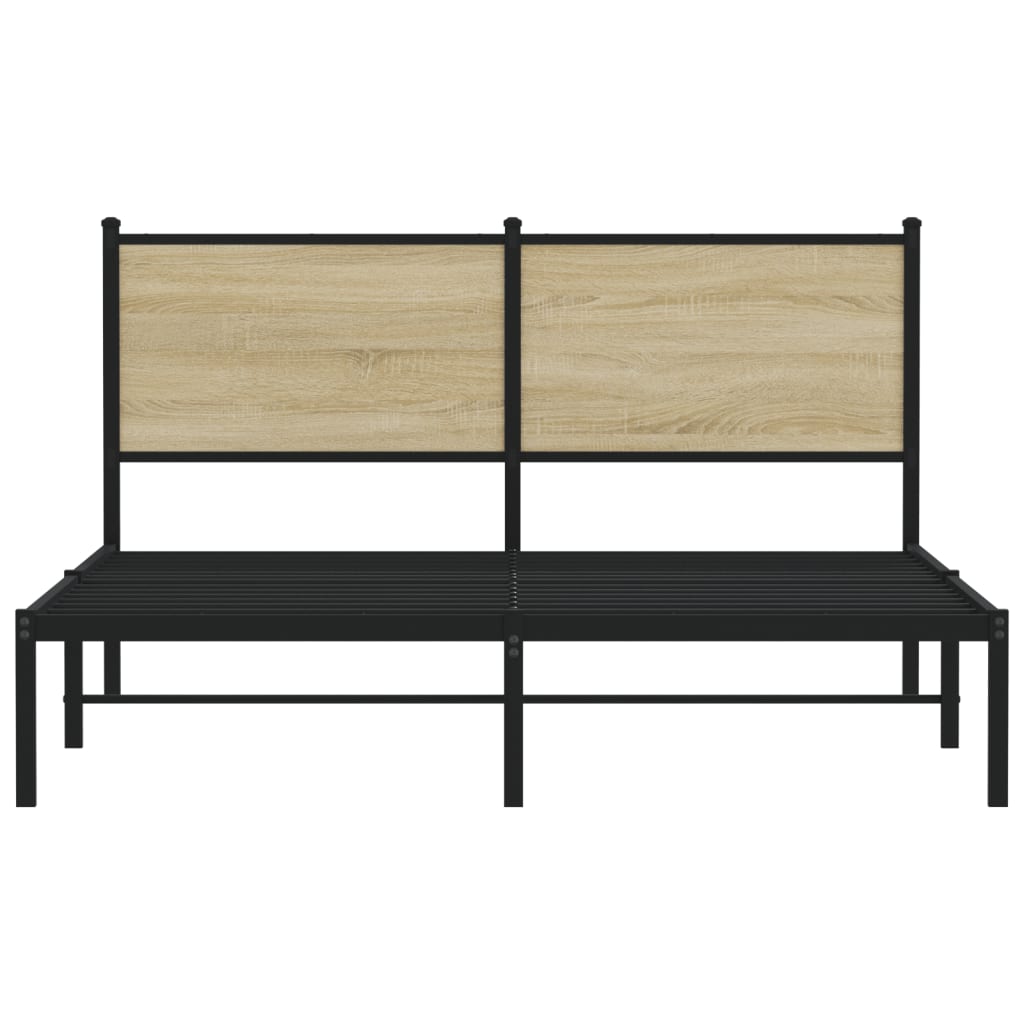 vidaXL Bedframe zonder matras metaal sonoma eikenkleurig 140x190 cm, foto 4