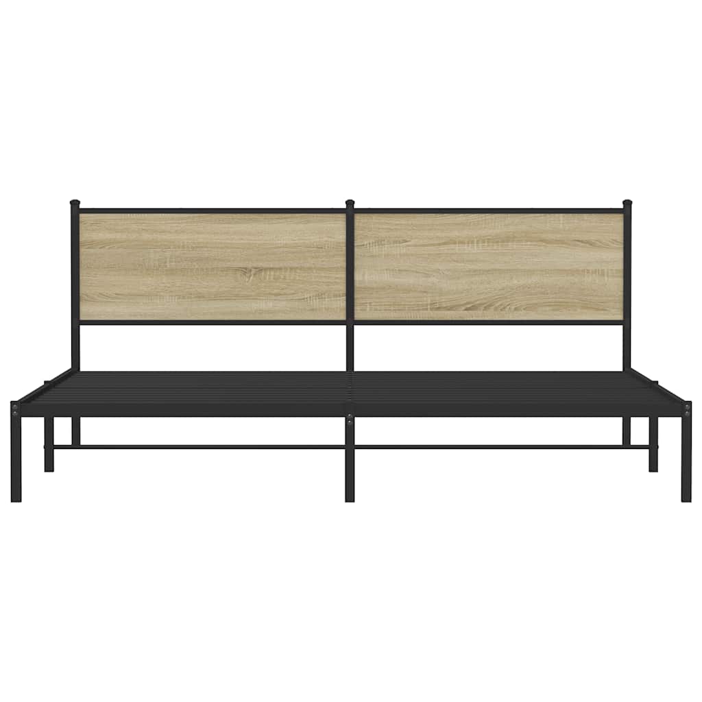 vidaXL Bedframe zonder matras metaal sonoma eikenkleurig 193x203 cm, foto 4