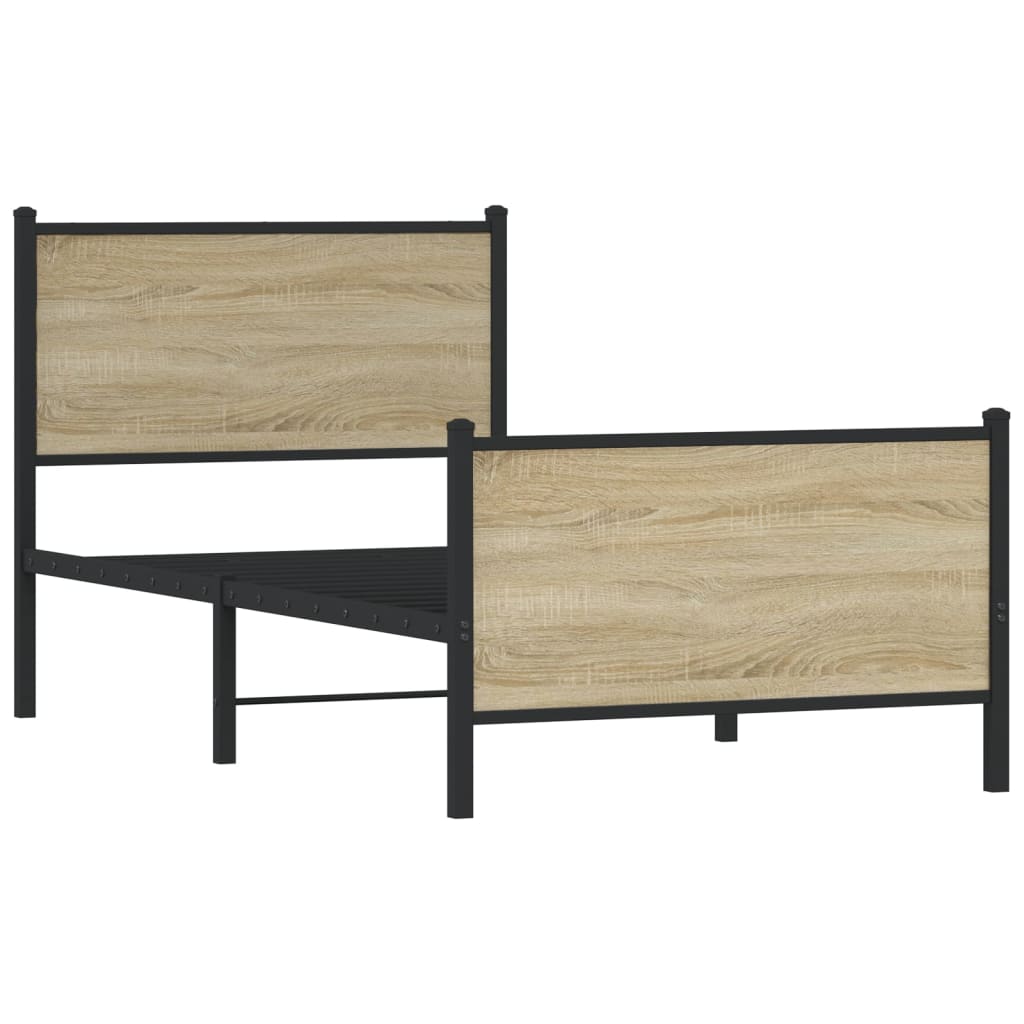 Thumbnail - vidaXL Metallbett ohne Matratze Sonoma-Eiche 75x190 cm