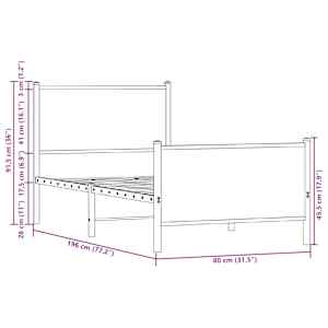 Kovový rám postele bez matrace dub sonoma 75 x 190 cm - obrázek 10