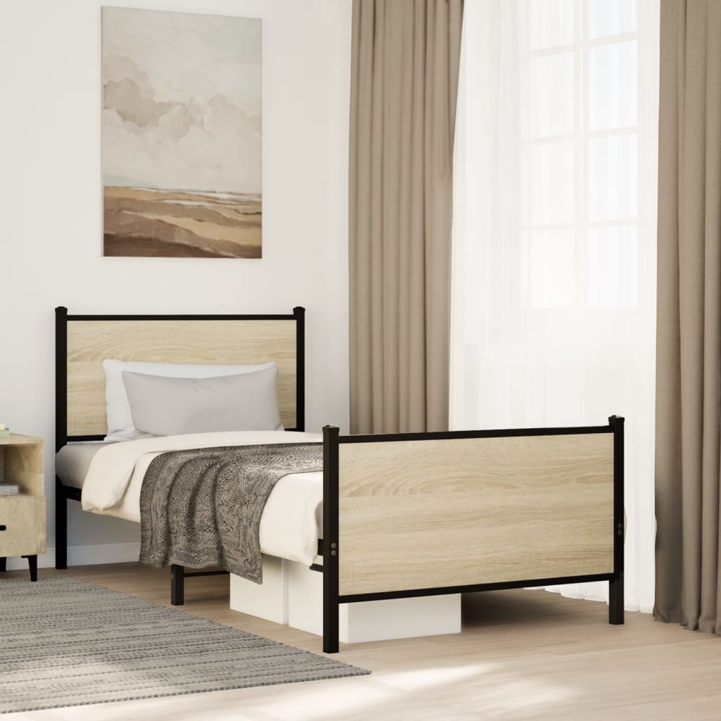 Sengeramme Uden Madras Metal Sonoma-Eg - med hovedgærde og fodgærde / 80 x 200 cm