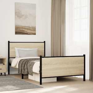 Kovový rám postele bez matrace dub sonoma 100 x 190 cm - obrázek 1