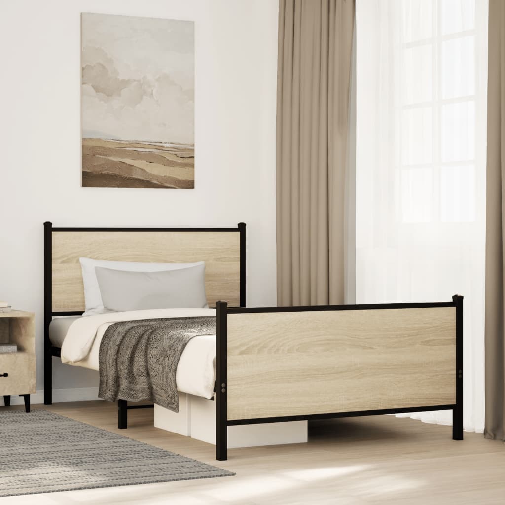 Sengeramme Uden Madras Metal Sonoma-Eg - med hovedgærde og fodgærde / 107 x 203 cm