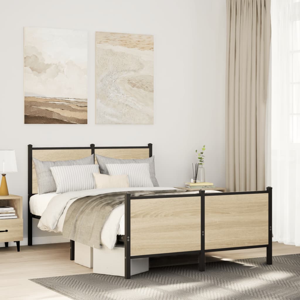 Sengeramme Uden Madras Metal Sonoma-Eg - med hovedgærde og fodgærde / 120 x 190 cm