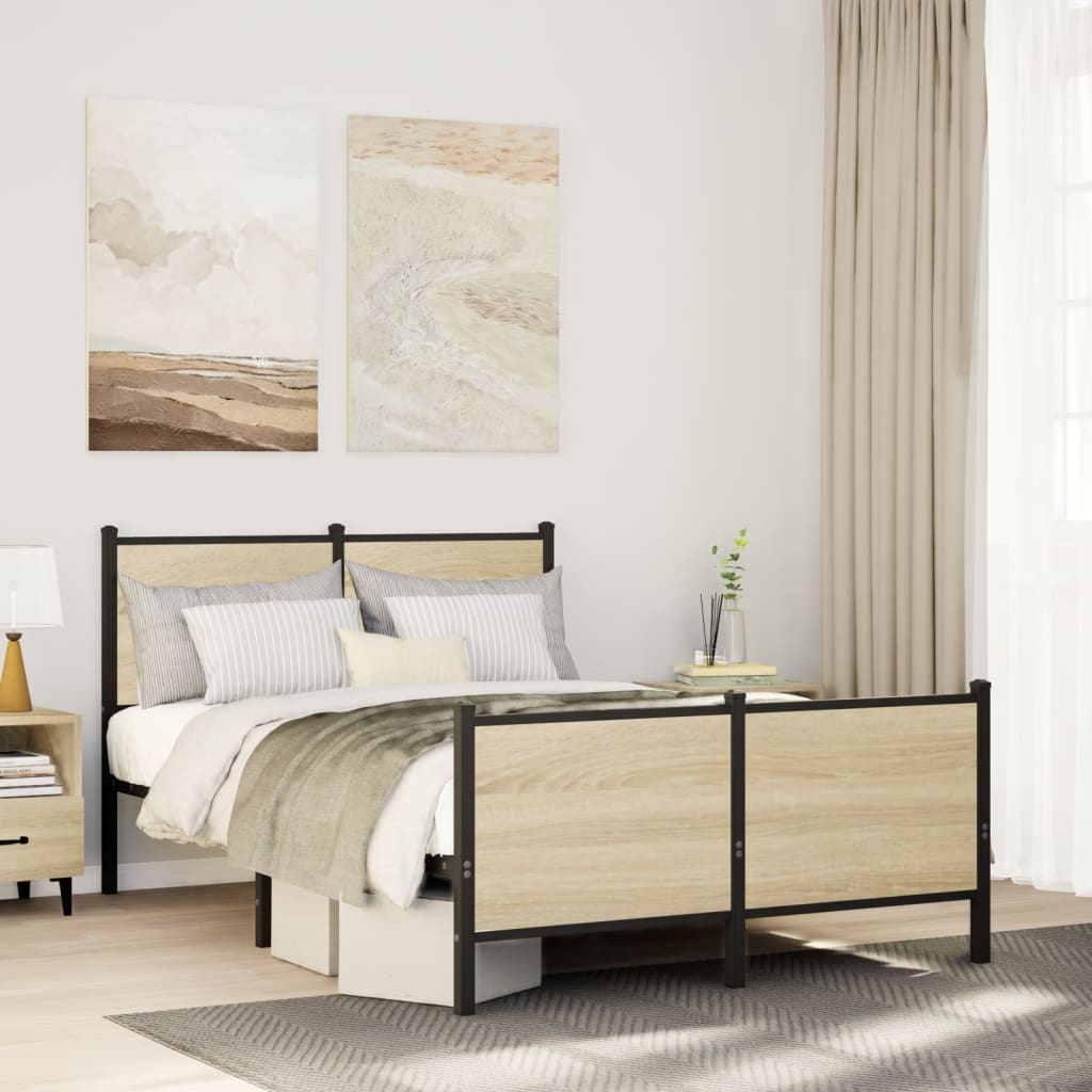 Sengeramme Uden Madras Metal Sonoma-Eg - med hovedgærde og fodgærde / 120 x 200 cm