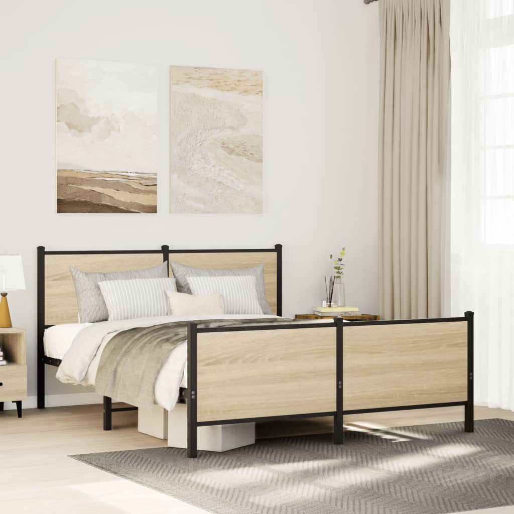 Sengeramme Uden Madras Metal Sonoma-Eg - med hovedgærde og fodgærde / 137 x 190 cm