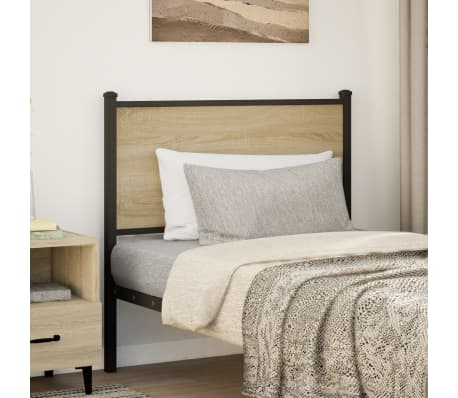 vidaXL Čelo postele, dub sonoma 90 cm, kompozitn&eacute; drevo a oceľ
