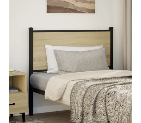 vidaXL Tăblie de pat, stejar sonoma, 100 cm, lemn prelucrat și oțel