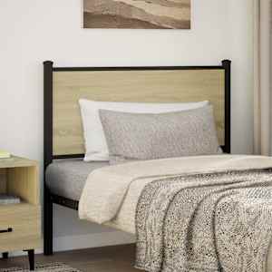 vidaXL Tăblie de pat, stejar sonoma, 100 cm, lemn prelucrat și oțel