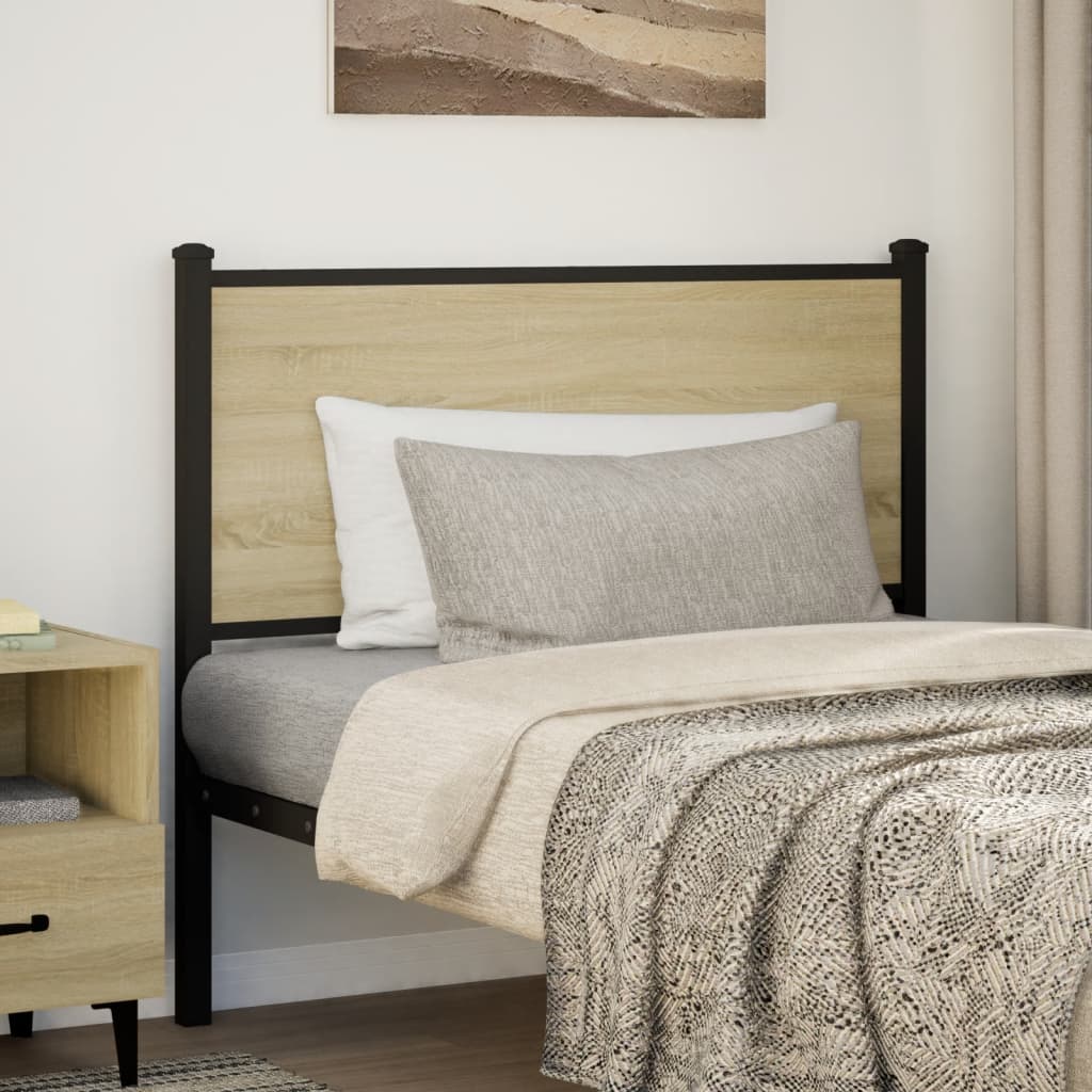 vidaXL Hoofdbord 107 cm bewerkt hout en staal sonoma eikenkleurig afbeelding