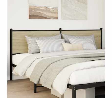 vidaXL Cabecero de madera de ingenier&iacute;a y acero roble Sonoma 190 cm