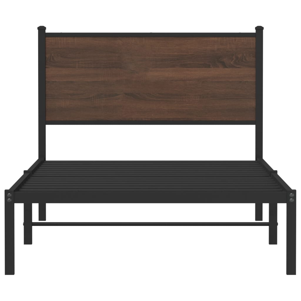 vidaXL Bedframe zonder matras metaal bruin eikenkleurig 100x200 cm, foto 4