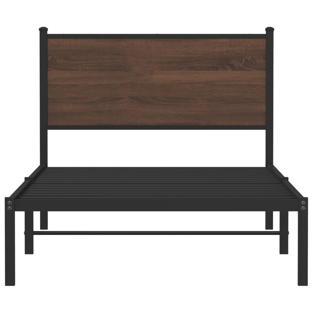 vidaXL Bedframe zonder matras metaal bruin eikenkleurig 107x203 cm, foto 4