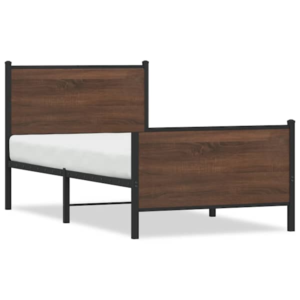 vidaXL Metallist voodiraam ilma madratsita Pruun tamm 75x190 cm