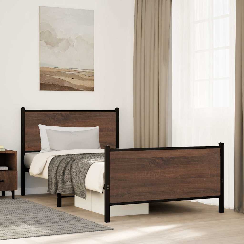 Sengeramme Uden Madras Etræ Brun Eg - med hovedgærde og fodgærde / 100 x 200 cm