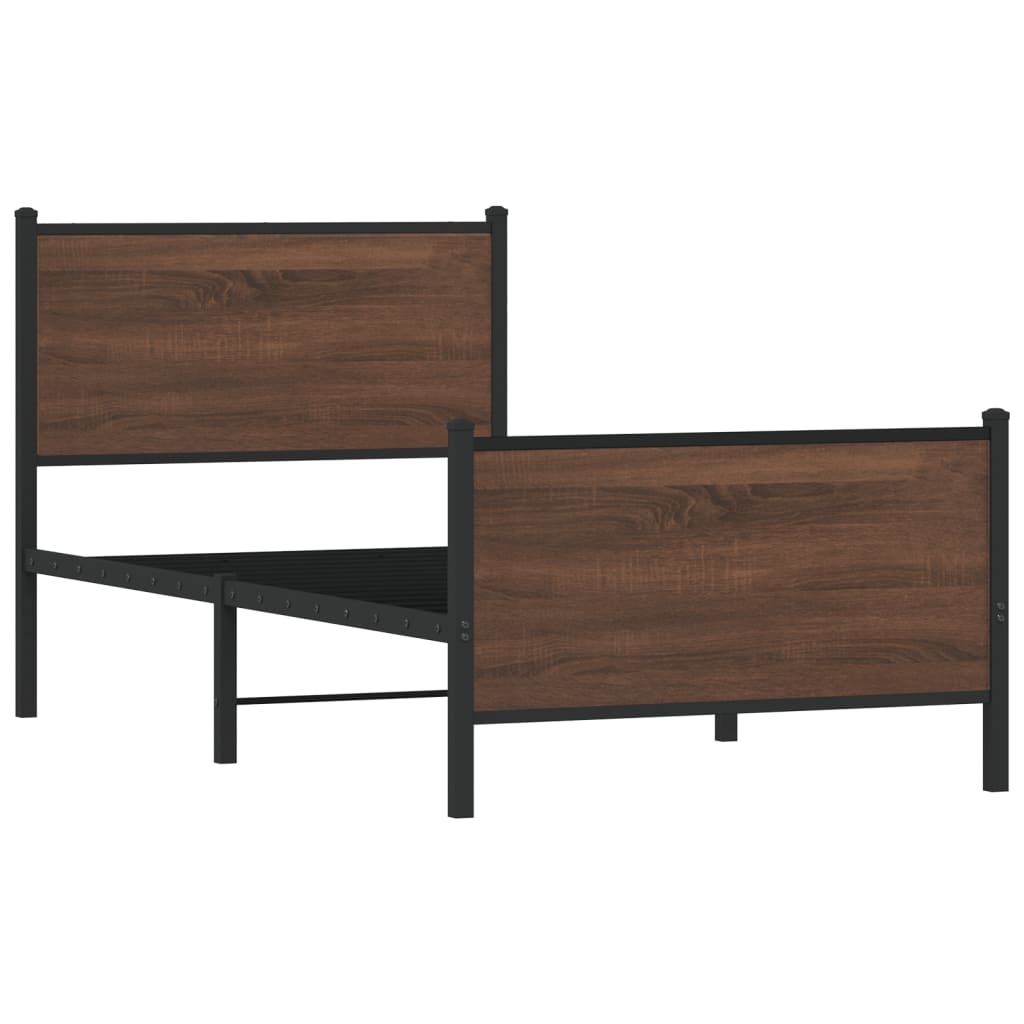 vidaXL Bedframe zonder matras metaal bruin eikenkleurig 107x203 cm afbeelding