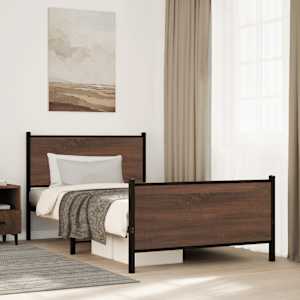 Kovový rám postele bez matrace hnědý dub 107 x 203 cm - obrázek 1