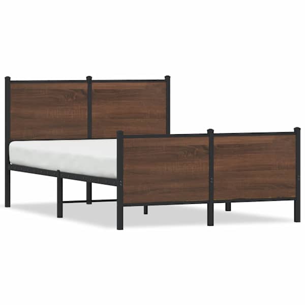 vidaXL Metallist voodiraam ilma madratsita Pruun tamm 120x190 cm