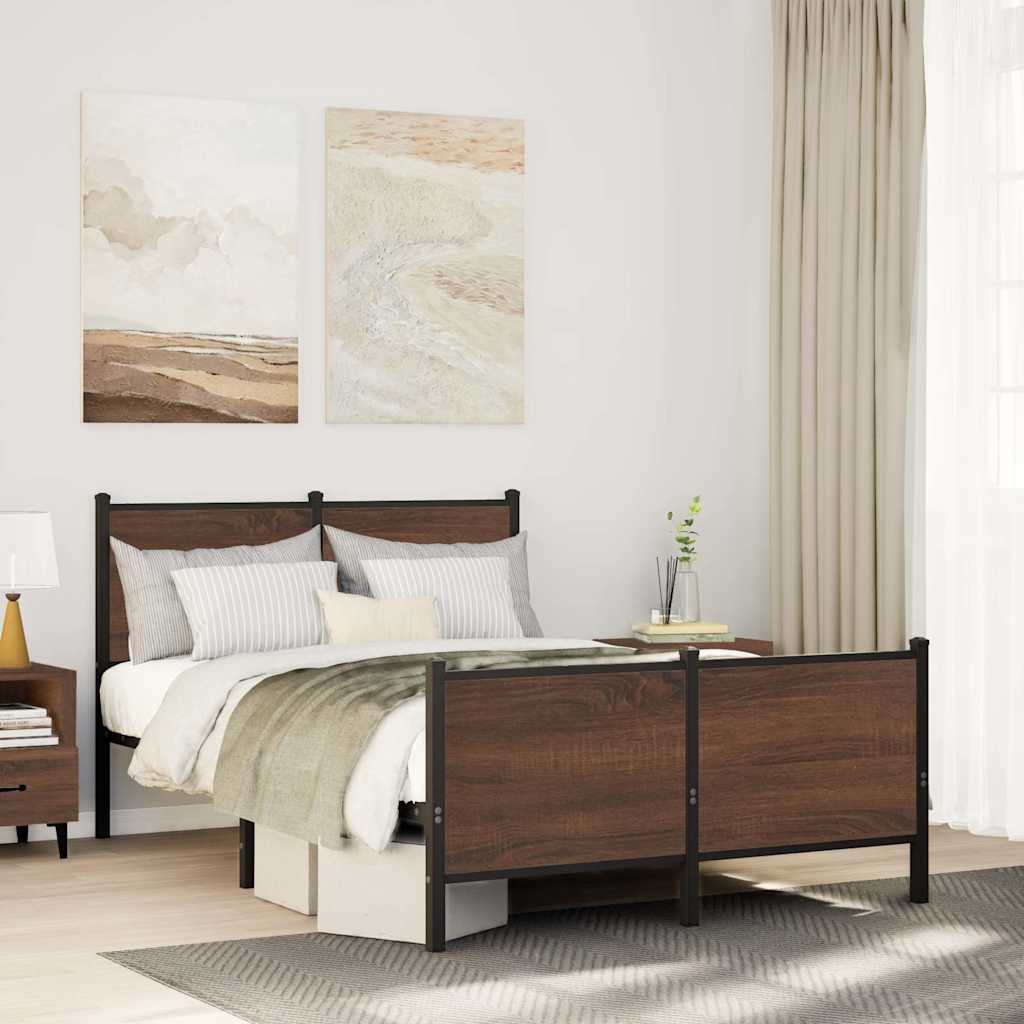Sengeramme Uden Madras Etræ Brun Eg - med hovedgærde og fodgærde / 120 x 200 cm