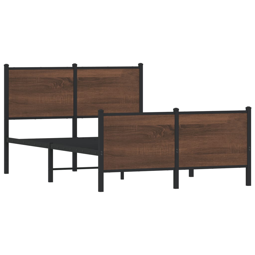 vidaXL Bedframe zonder matras metaal bruin eikenkleurig 137x190 cm afbeelding