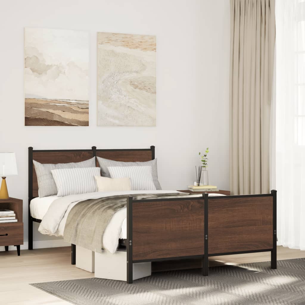 Sengeramme Uden Madras Etræ Brun Eg - med hovedgærde og fodgærde / 137 x 190 cm