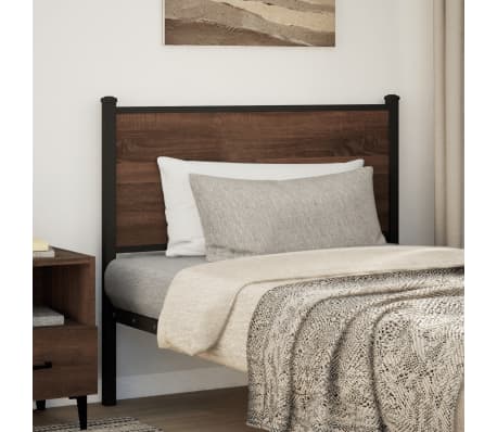vidaXL T&ecirc;te de lit de remplacement ch&ecirc;ne marron 107 cm bois d'ing&eacute;nierie et acier