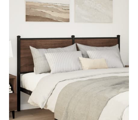 vidaXL Tăblie de pat, stejar maro, 135 cm, lemn prelucrat și oțel